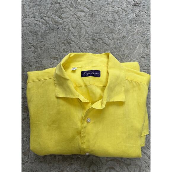 Men’s Ralph Lauren Purple Label 100% Linen Shirt – Size 17.5 - Picture 3 of 7